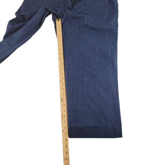 White Stag Denim Pants Womens PL Large Petite 12 14 Elastic Waist Capris Dark - Picture 11 of 13